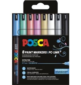 Posca Uni POSCA paintmarker PC-1MR, 0,7 mm, etui van 8 stuks in geassorteerde metallic kleuren