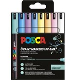 Posca Uni POSCA paintmarker PC-1MR, 0,7 mm, etui van 8 stuks in geassorteerde zachte kleuren