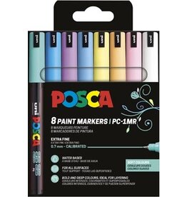 Posca Uni POSCA paintmarker PC-1MR, 0,7 mm, etui van 8 stuks in geassorteerde zachte kleuren