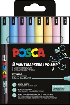 Posca Uni POSCA paintmarker PC-1MR, 0,7 mm, etui van 8 stuks in geassorteerde zachte kleuren