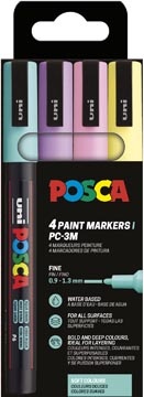 Posca Uni POSCA paintmarker PC-3M, 1,5 mm, etui van 4 stuks in geassorteerde zachte kleuren