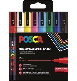 Posca Uni POSCA paintmarker PC-3M, 1,5 mm, etui van 8 stuks in geassorteerde basiskleuren