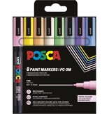 Posca Uni POSCA paintmarker PC-3M, 1,5 mm, etui van 8 stuks in geassorteerde pastelkleuren