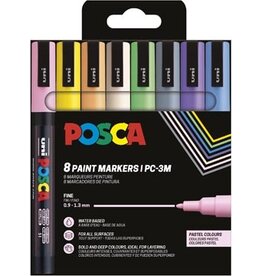 Posca Uni POSCA paintmarker PC-3M, 1,5 mm, etui van 8 stuks in geassorteerde pastelkleuren