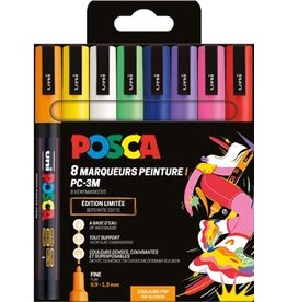 Posca Uni POSCA paintmarker PC-3M, 1,5 mm, etui van 8 stuks in geassorteerde Pop kleuren