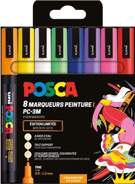 Posca Uni POSCA paintmarker PC-3M, 1,5 mm, etui van 8 stuks in geassorteerde Pop kleuren