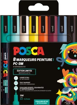 Posca Uni POSCA paintmarker PC-3M, 1,5 mm, etui van 8 stuks in geassorteerde Retro kleuren