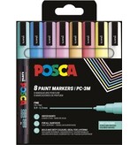 Posca Uni POSCA paintmarker PC-3M, 1,5 mm, etui van 8 stuks in geassorteerde zachte kleuren