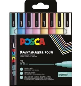 Posca Uni POSCA paintmarker PC-3M, 1,5 mm, etui van 8 stuks in geassorteerde zachte kleuren