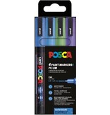 Posca Uni POSCA paintmarker PC-3ML, 1,5 mm, glitter, etui van 4 stuks donkerblauw, lichtblauw, groen en violet