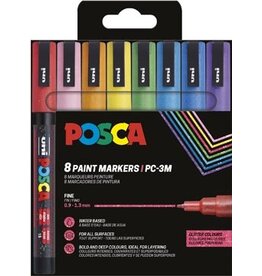 Posca Uni POSCA paintmarker PC-3ML, 1,5 mm, glitter, etui van 8 stuks in geassorteerde kleuren