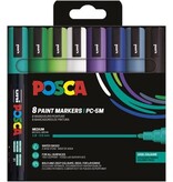 Posca Uni POSCA paintmarker PC-5M, 1,8 - 2,5 mm, etui van 8 stuks in koude kleuren