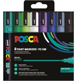Posca Uni POSCA paintmarker PC-5M, 1,8 - 2,5 mm, etui van 8 stuks in koude kleuren