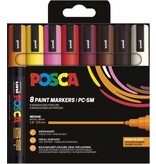 Posca Uni POSCA paintmarker PC-5M, 1,8 - 2,5 mm, etui van 8 stuks in warme kleuren