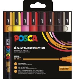 Posca Uni POSCA paintmarker PC-5M, 1,8 - 2,5 mm, etui van 8 stuks in warme kleuren