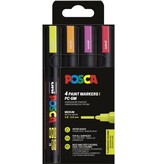 Posca Uni POSCA paintmarker PC-5M, 1,8 - 2,5 mm, etui van 4 stuks in fluo kleuren