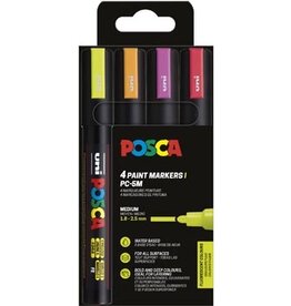 Posca Uni POSCA paintmarker PC-5M, 1,8 - 2,5 mm, etui van 4 stuks in fluo kleuren