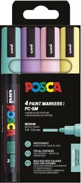 Posca Uni POSCA paintmarker PC-5M, 1,8 - 2,5 mm, etui van 4 stuks in zachte kleuren