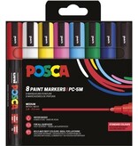 Posca Uni POSCA paintmarker PC-5M, 1,8 - 2,5 mm, etui van 8 stuks in basiskleuren