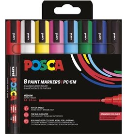 Posca Uni POSCA paintmarker PC-5M, 1,8 - 2,5 mm, etui van 8 stuks in basiskleuren