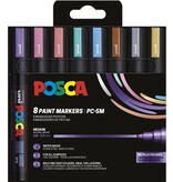 Posca Uni POSCA paintmarker PC-5M, 1,8 - 2,5 mm, etui van 8 stuks in metallic kleuren