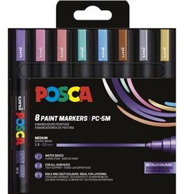 Posca Uni POSCA paintmarker PC-5M, 1,8 - 2,5 mm, etui van 8 stuks in metallic kleuren