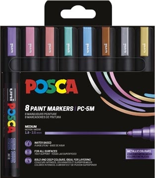 Posca Uni POSCA paintmarker PC-5M, 1,8 - 2,5 mm, etui van 8 stuks in metallic kleuren