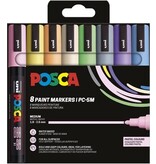 Posca Uni POSCA paintmarker PC-5M, 1,8 - 2,5 mm, etui van 8 stuks in pastelkleuren