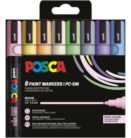 Posca Uni POSCA paintmarker PC-5M, 1,8 - 2,5 mm, etui van 8 stuks in pastelkleuren