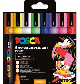 Posca Uni POSCA paintmarker PC-5M, 1,8 - 2,5 mm, etui van 8 stuks in geassorteerde Pop kleuren