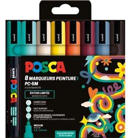 Posca Uni POSCA paintmarker PC-5M, 1,8 - 2,5 mm, etui van 8 stuks in geassorteerde Retro kleuren