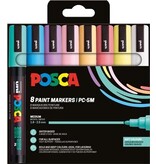 Posca Uni POSCA paintmarker PC-5M, 1,8 - 2,5 mm, etui van 8 stuks in zachte kleuren