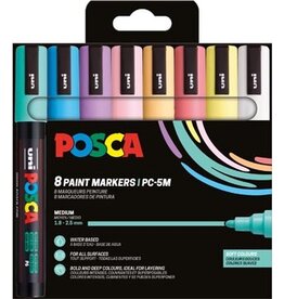 Posca Uni POSCA paintmarker PC-5M, 1,8 - 2,5 mm, etui van 8 stuks in zachte kleuren