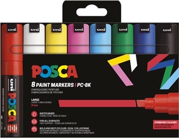 Posca Uni POSCA paintmarker PC-8K, 8 mm, etui van 8 stuks in basiskleuren