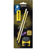 Staedtler Staedtler Norix grafietpotlood, HB, met slijper en gom, geel, blister van 2 stuks