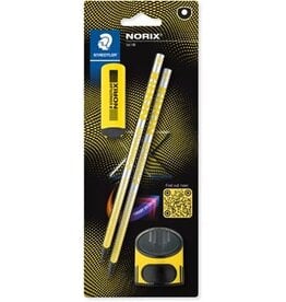 Staedtler Staedtler Norix grafietpotlood, HB, met slijper en gom, geel, blister van 2 stuks
