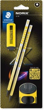 Staedtler Staedtler Norix grafietpotlood, HB, met slijper en gom, geel, blister van 2 stuks