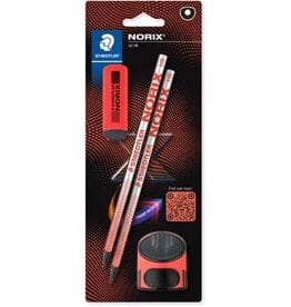 Staedtler Staedtler Norix grafietpotlood, HB, met slijper en gom, koraal, blister van 2 stuks