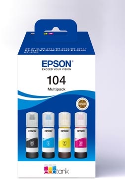 Epson Epson inktfles 104, 4.500 - 7.500 pagina's, OEM C13T00P640, 4 kleuren