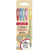 Uni-ball Uni-ball roller Signo Glitter, brede punt, geassorteerde kleuren, etui van 5 stuks