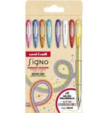 Uni-ball Uni-ball roller Signo Glitter, pointe large, geassorteerde kleuren, etui van 8 stuks