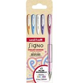 Uni-ball Uni-ball roller Signo Pastel, medium punt, geassorteerde kleuren, etui van 5 stuks