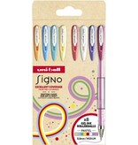 Uni-ball Uni-ball roller Signo Pastel, medium punt, geassorteerde kleuren, etui van 8 stuks