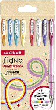 Uni-ball Uni-ball roller Signo Pastel, medium punt, geassorteerde kleuren, etui van 8 stuks