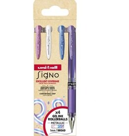 Uni-ball Uni-ball roller Signo Broad Creative, brede punt, etui van 4 stuks: roze, wit, blauw, paars