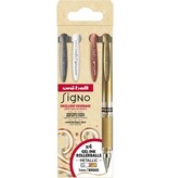 Uni-ball Uni-ball roller Signo Broad Creative, brede punt, etui van 4 stuks: zilver, wit, brons, goud