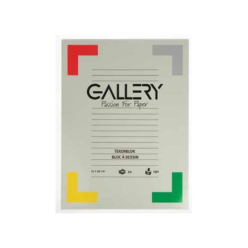 Gallery Gallery tekenpapier, 190 g, ft 27 x 36 cm, extra zwaar houtvrij papier, blok van 20 vel