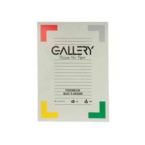 Gallery Gallery tekenpapier, 190 g, ft 21 x 29,7 cm, A4, extra zwaar houtvrij papier, blok van 20 vel
