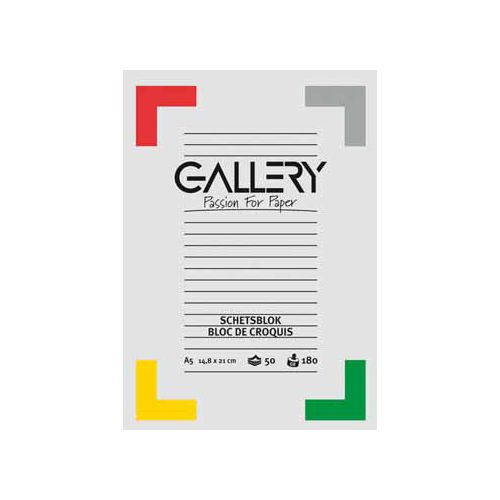 Gallery Gallery schetsblok, 180 g/m², ft A5, 50 vel