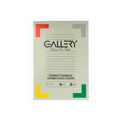 Gallery Gallery Steinbach tekenpapier, 200 g, ft 21 x 29,7 cm, A4, gekorreld, blok van 20 vel